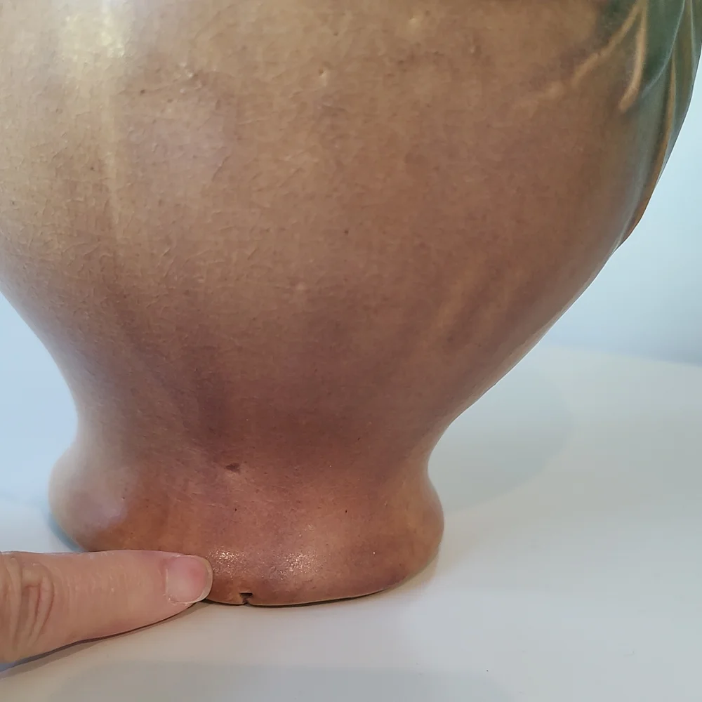 McCoy Pottery Vintage Matte Leaves And Berries Jardiniere Brown Green 1930s